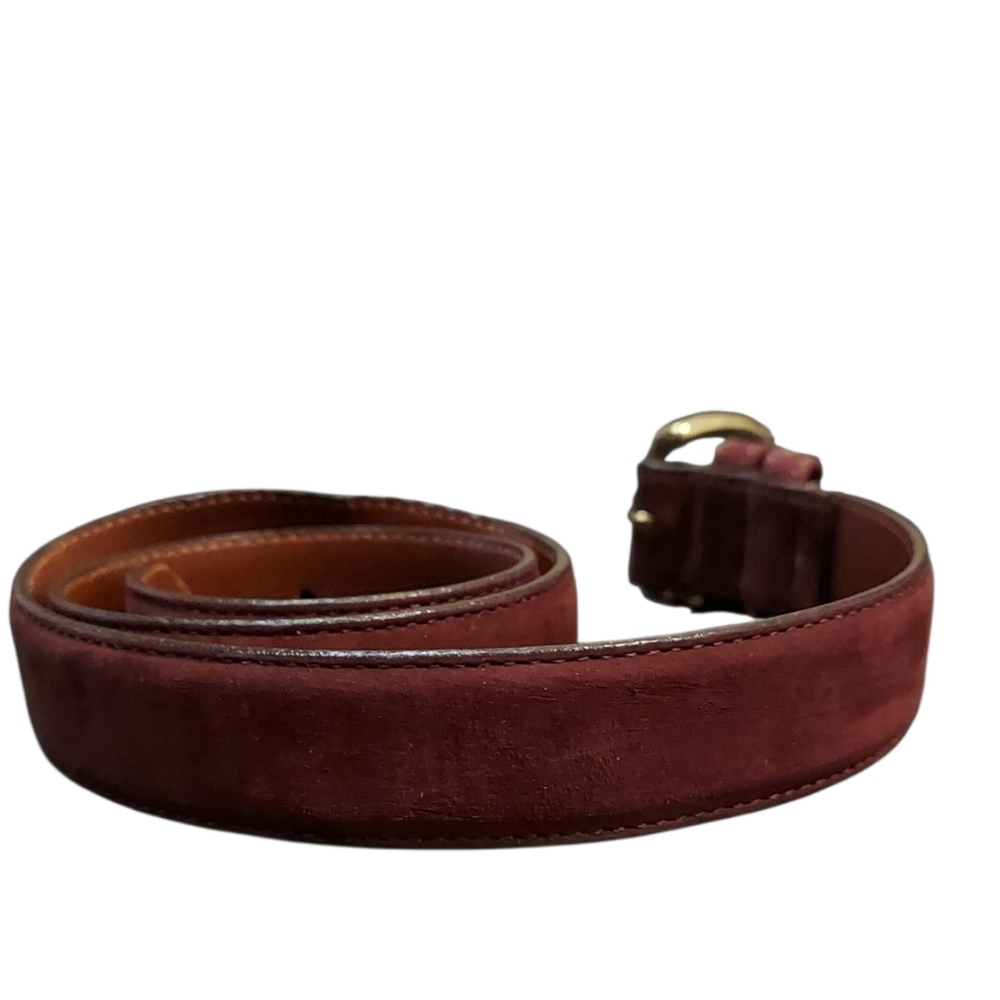 Coach Vintage Nubuck Calfskin Eggplant Leather Belt Small With Brass - Picture 4 of 6